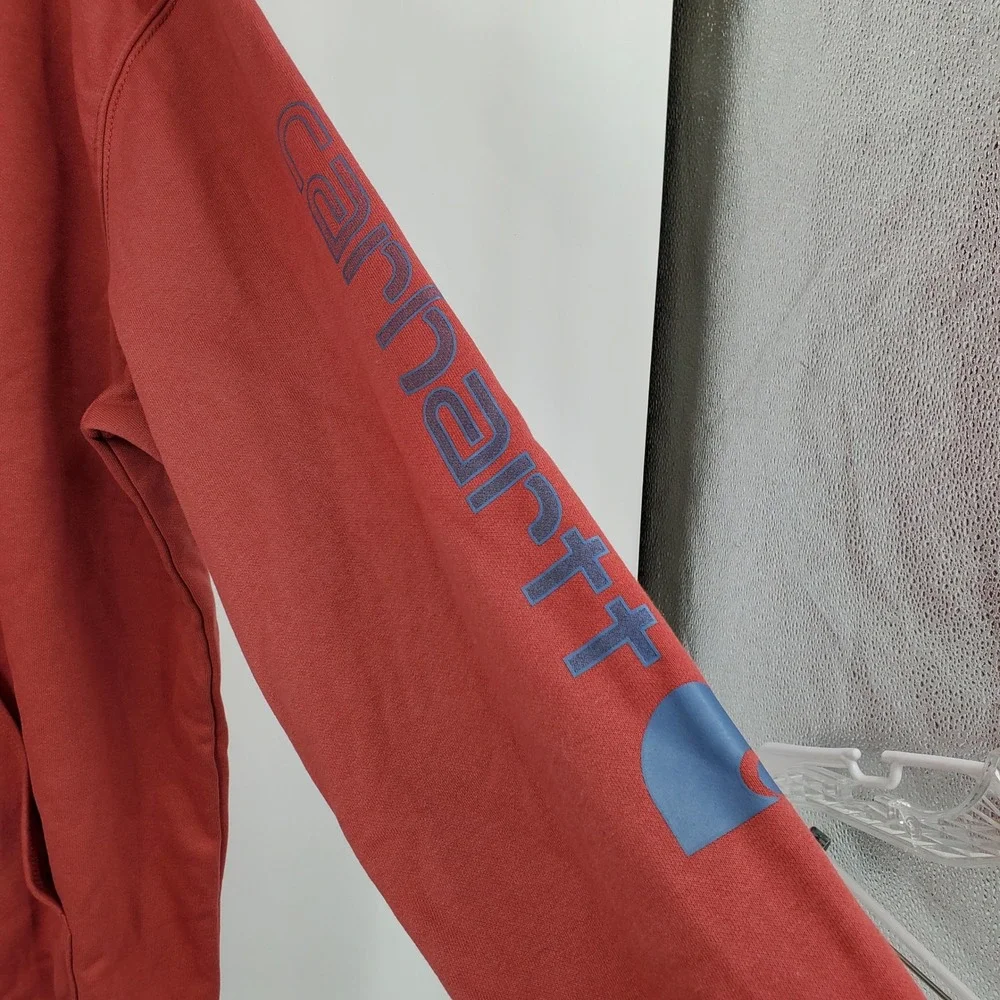 Carhartt Mens‎ Loose Fit Midweight Logo Sleeve Hoodie Terracotta Red XL Workwear